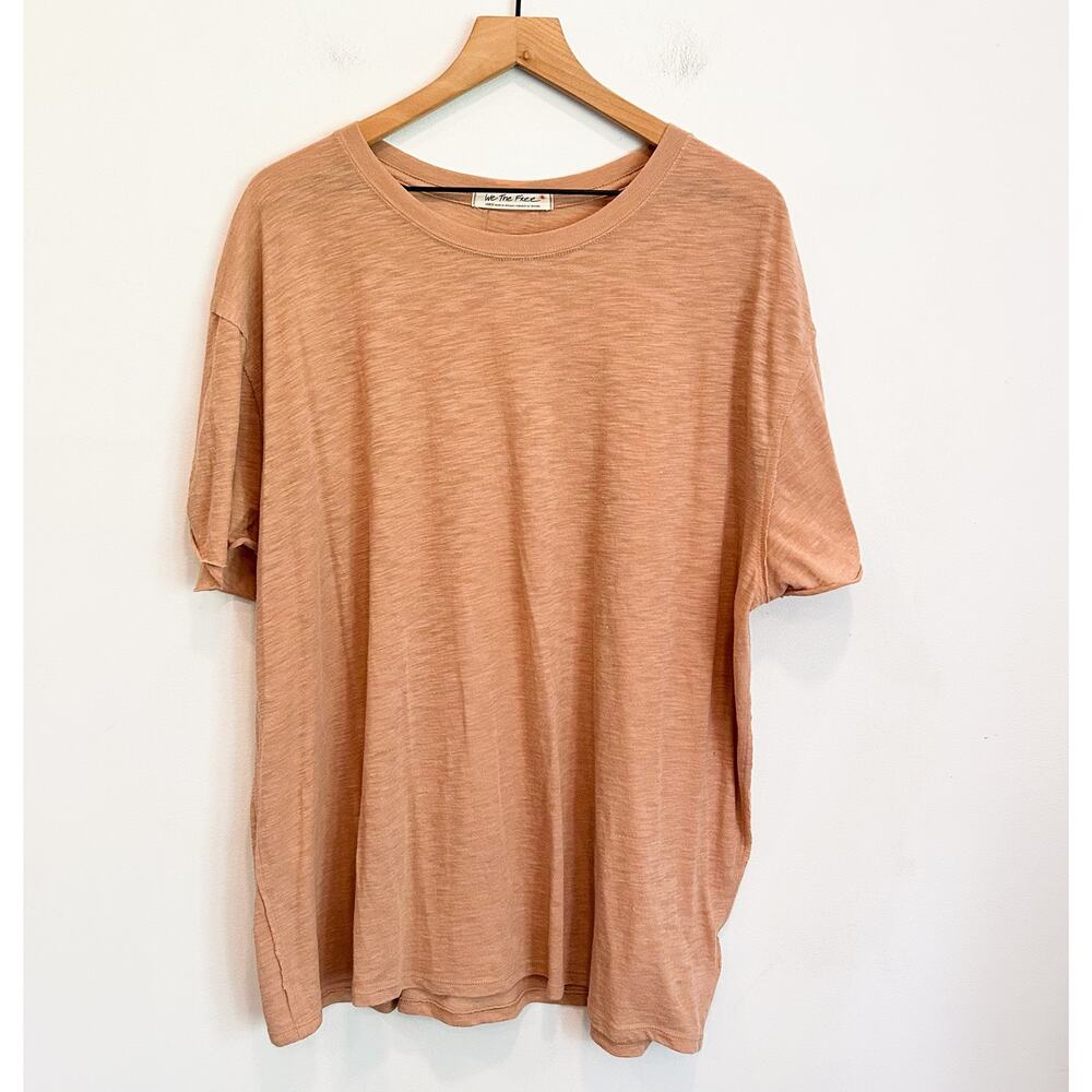 Free People Crew Neck Short Sleeve Top Pink Size L